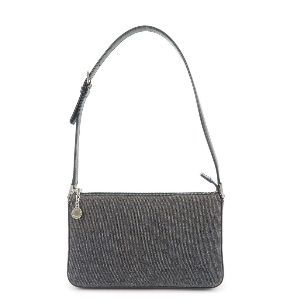 Bvlgari Logo Mania Canvas Shoulder Bag Black